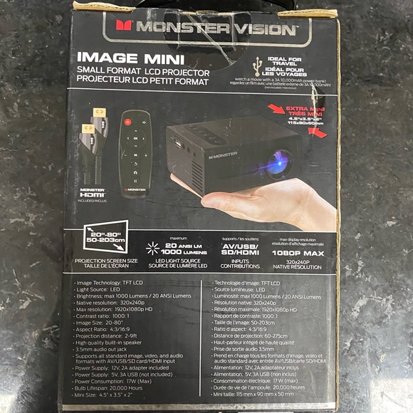Monster Image Mini Small Format LCD HD Portable Projector - Picture 4 of 5